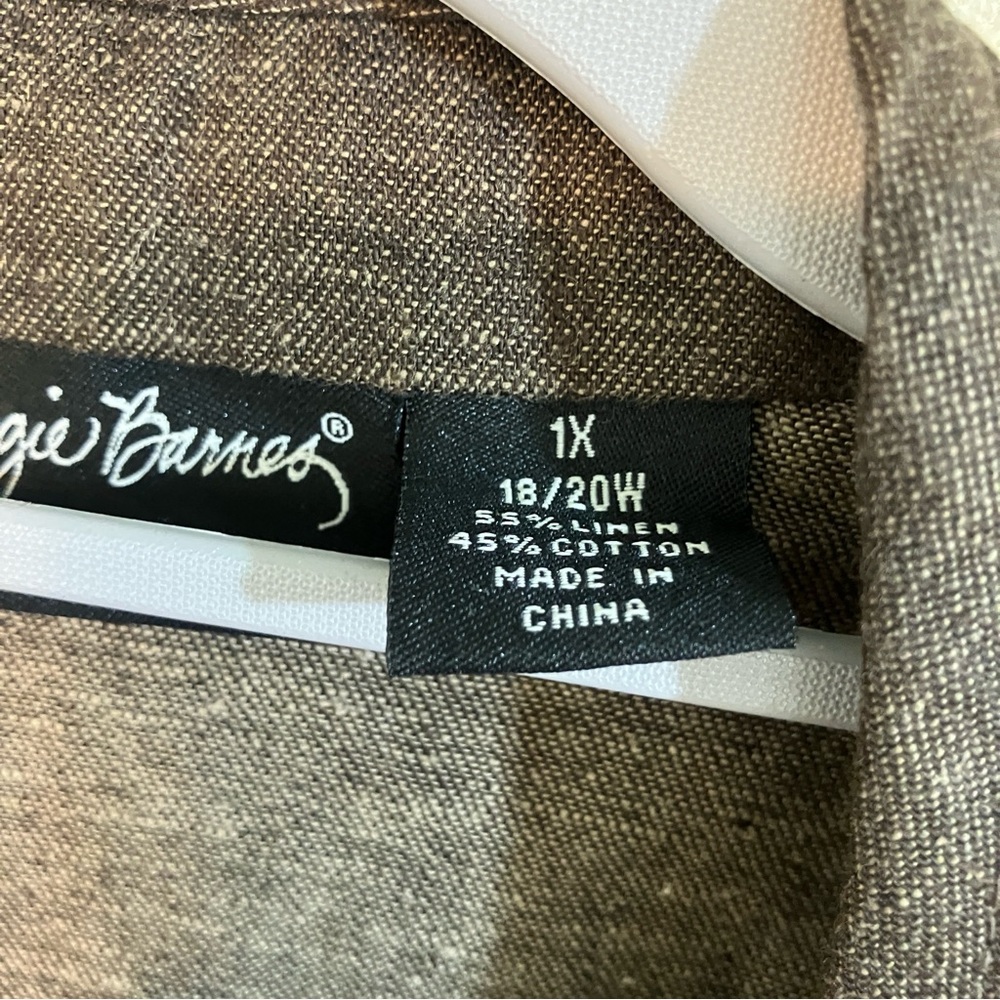 Maggie Barnes Women's Brown Linen Blend 1X 18/20W Plus Size Blazer - Picture 6 of 7
